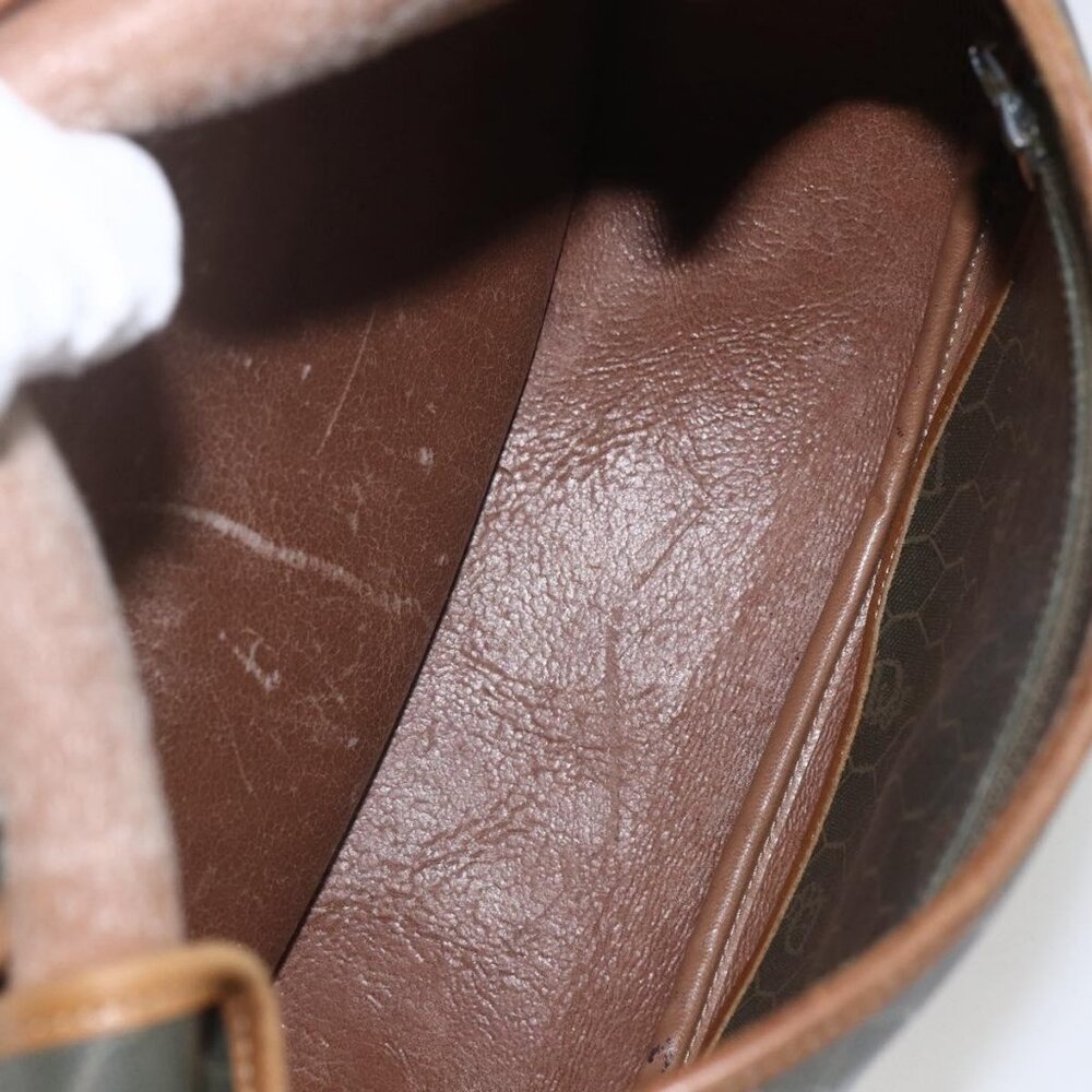 Authentic Christian Dior Honeycomb Canvas Shoulder Bag PVC Gold Khaki - Picture 4 of 16